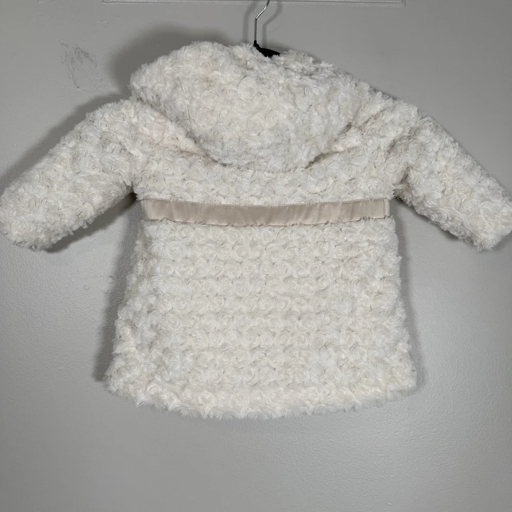 Janie & Jack Faux Fur Coat Girls‎ 12-18 Months Ivory Bow